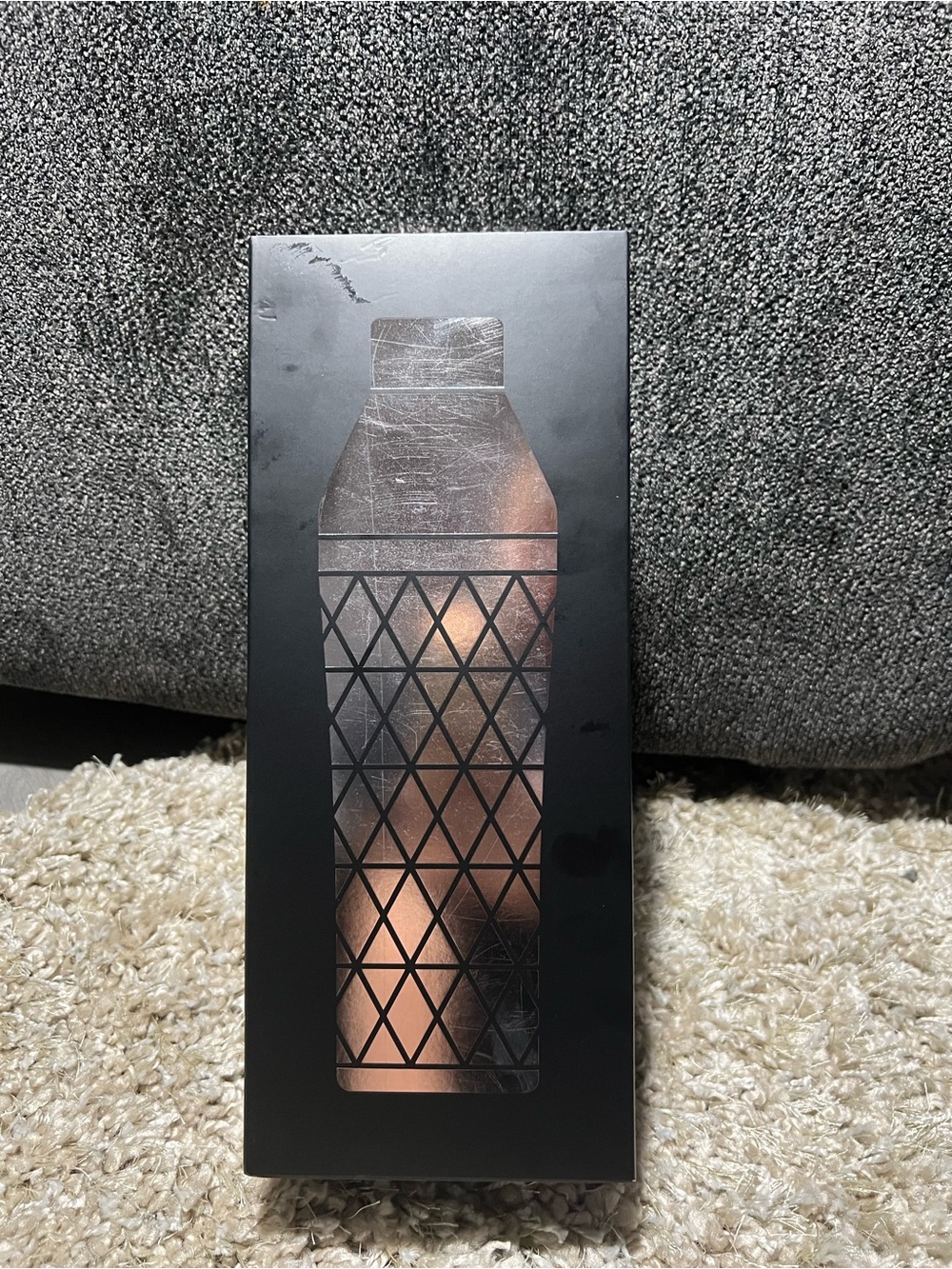 Insulated Silver Cocktail Shaker - Modern Diamond Texture